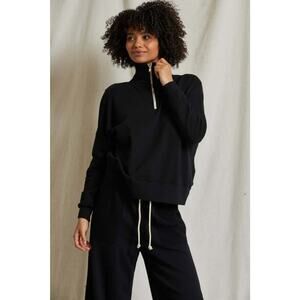 PERFECTWHITETEE Maren French Terry Half Zip Pullover Black XS